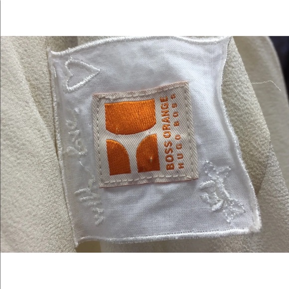 Hugo Boss Orange Women Long Sleeve Blouse Cream Distress Collar Light Sillouette - Picture 3 of 12